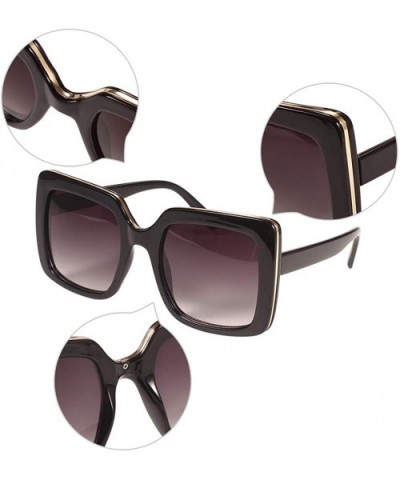 Square Vintage Oversized Sunglasses Classic Retro Designer Style Unisex UV400 Mirrored Glasses - Classic Black - CQ19842OIKO ...
