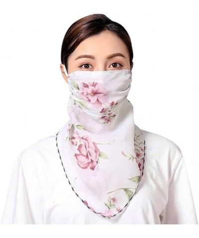 Women's Seamless Chiffon Scarf Sun Protection Dustproof Face Mask Neck Gaiter Scarf Protective Mask with Earloop - CF197U27YO...