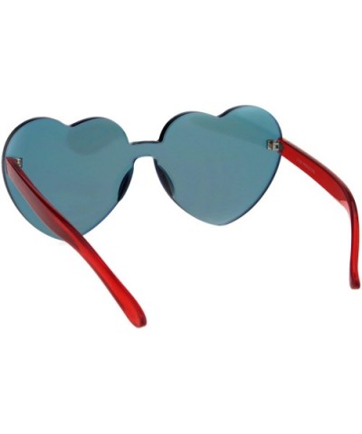 Womens Color Mirror Lens Panel Shield Heart Shape Retro Plastic Sunglasses - Red - CJ18ESS43GZ $9.83 Round