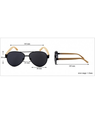 Men Women Aviator Polarized Wood Sunglasses UV400 - Silver Frame Silver Lens - CT18369N5C2 $11.58 Oversized