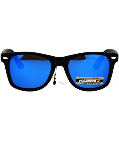 Mens Anti-glare Polarized Color Mirror Lens Horn Rim Hipster Sunglasses - Matte Black Blue - CU12O5TL2JB $8.90 Rectangular