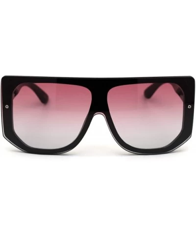 Retro Flat Top Squared Rectangular Shield Mafia Sunglasses - Black Pink Blue - CT18Z3DQREG $8.73 Rectangular