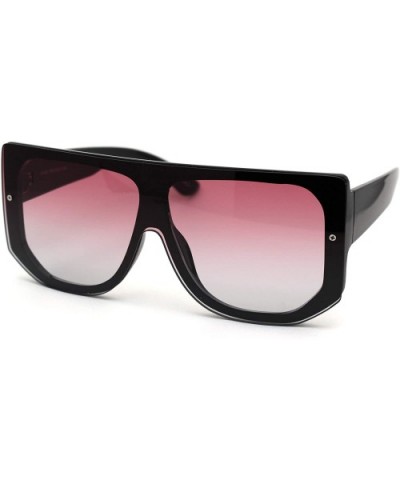 Retro Flat Top Squared Rectangular Shield Mafia Sunglasses - Black Pink Blue - CT18Z3DQREG $8.73 Rectangular