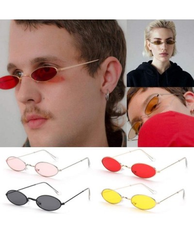 Vintage Oval Sunglasses Small Metal Frame Retro Eyewear Candy Colors Summer Eye Glasses - Blue - C019998WY5Q $8.97 Oval
