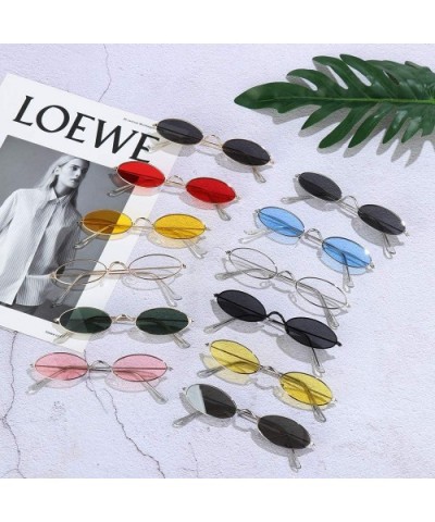 Vintage Oval Sunglasses Small Metal Frame Retro Eyewear Candy Colors Summer Eye Glasses - Blue - C019998WY5Q $8.97 Oval