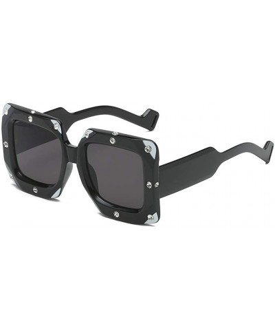 Ultralight Rhinestone Square Oversized Sunglasses For Women-Plastic Frame Vintage Designer Style Sun Glasses - CD18T97T363 $7...