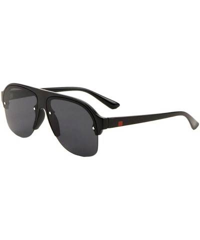 Flat Top Curved Edges Rimless Round Flat Lens Aviator Sunglasses - Black - C8197R978GR $8.93 Rimless