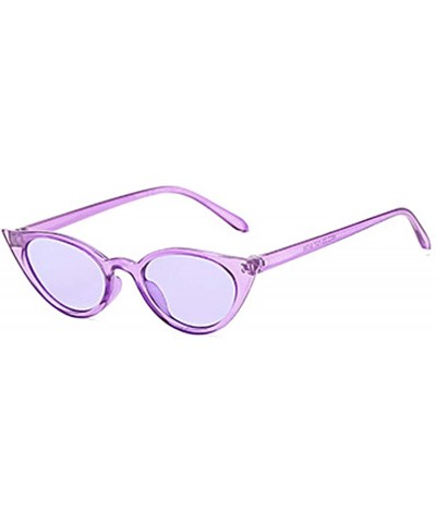 Men and women Cat's eye Fashion Small frame Sunglasses Retro glasses - Purple - CP18LLEZU8Q $8.56 Sport