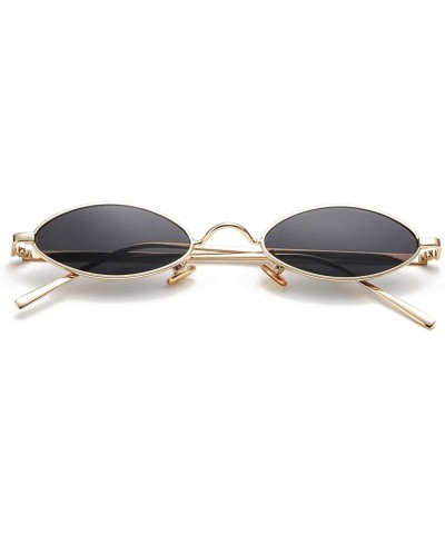 Vintage Small Oval Sunglasses for Women Men Hippie Cool Metal Frame Sun Glasses - A1 Gold Frame/Black Lens - CL18HEA5AWG $11....
