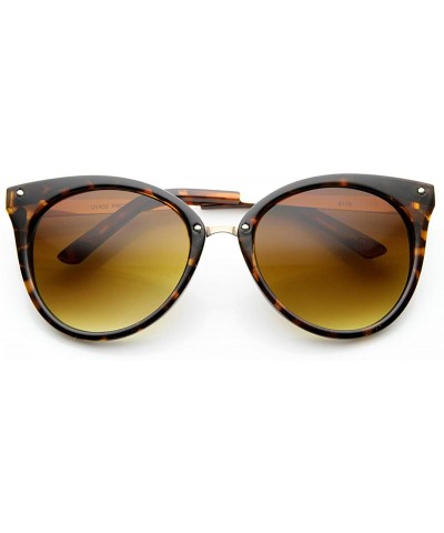 Medium Pointed Horn Rimmed Cat Eye Sunglasses with Studs - Tortoise Amber - CJ11XSZ86WP $6.42 Cat Eye