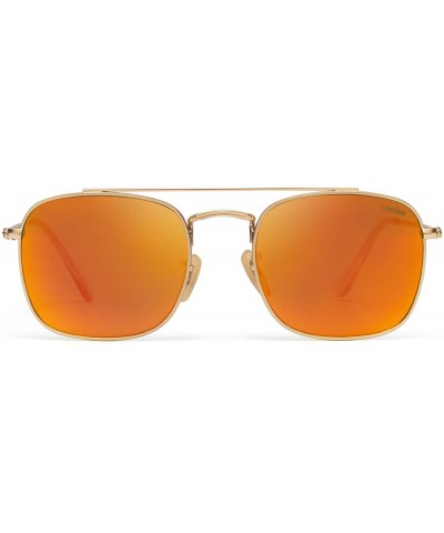 Mens Aviator Retro Square Metal Frame Glass Lens Sunglasses for Men UV Protection Glasses for Men 3557 - Orange - CC18YEKDUXY...