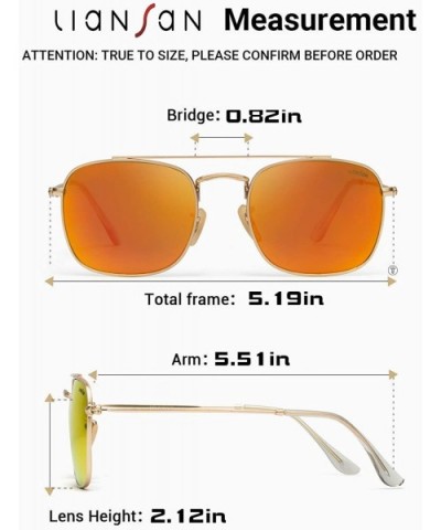 Mens Aviator Retro Square Metal Frame Glass Lens Sunglasses for Men UV Protection Glasses for Men 3557 - Orange - CC18YEKDUXY...