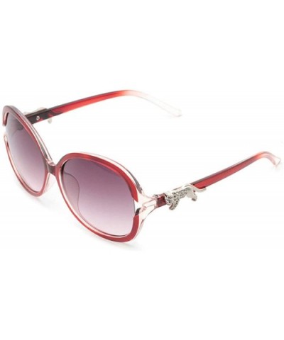 Retro Classic Leopard Sunglasses for Women PC Resin UV 400 Protection Sunglasses - Transparent Red - CY18SYR9HH8 $9.78 Oversized