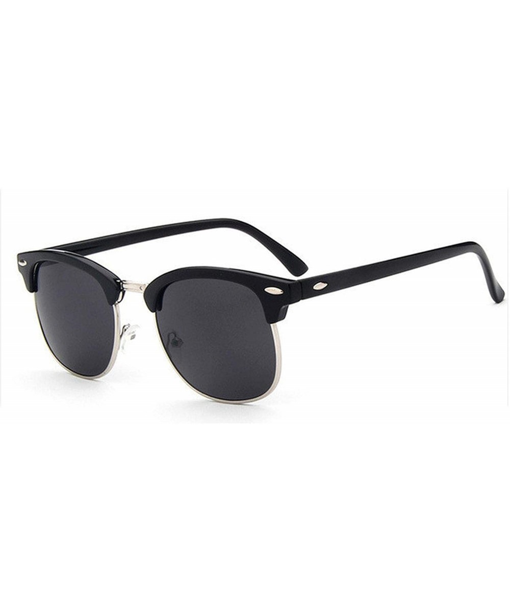 Half Metal Fashion Sunglasses Men/Women Er Retro Rivet Lens Classic Sun Glasses FeOculos UV400 - C2 - C6199CGG82W $17.37 Square