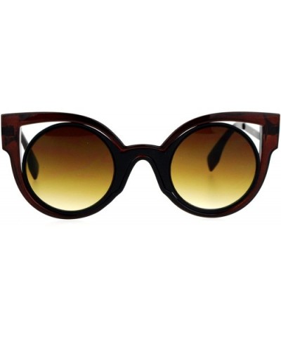 Glam Negal Futurism Geometric Cat Eye Round Lens Sunglasses - Brown Gunmetal - CC12DGGL5WN $6.32 Round