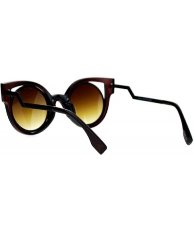 Glam Negal Futurism Geometric Cat Eye Round Lens Sunglasses - Brown Gunmetal - CC12DGGL5WN $6.32 Round