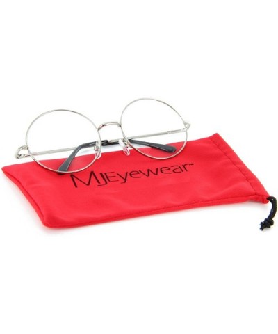 Round Glasses Clear Lens with Spring Hinges (Silver- 57) - CB12H1Z206F $7.51 Round