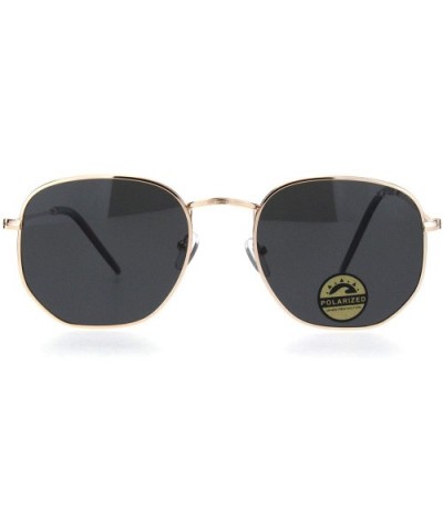 Polarized Lens Mens Rectangular Metal Rim Retro Dad Sunglasses - Gold Black - CE18Q0EERU5 $7.94 Rectangular