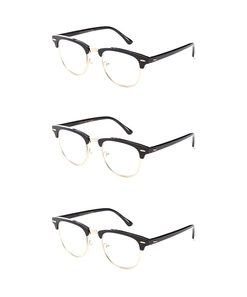 Babo" Slim Oval Style Celebrity Fashionista Pattern Temple Reading Glasses Vintage - 3 Pack Oval Gold - CR11P3ETFF1 $7.52 Round