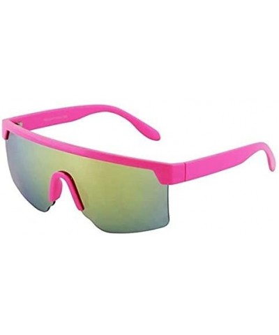 Oversized Semi Rimless Neon Rainbow Mirrored Lens UV Protection Shield Lens Retro Flat Top Sunglasses - C4197KCTC80 $28.15 Sh...