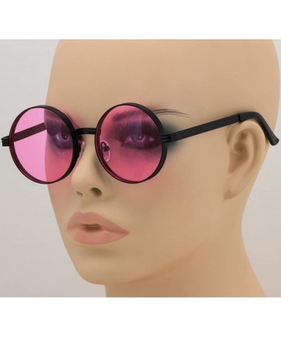 CLASSIC 60's Vintage Retro LENNON Style Round Frame Sunglasses - Black/Red - CO182A822GL $8.08 Round