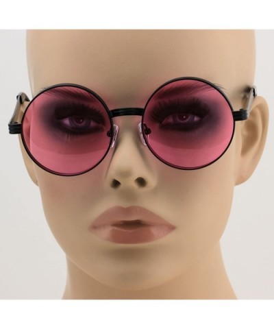 CLASSIC 60's Vintage Retro LENNON Style Round Frame Sunglasses - Black/Red - CO182A822GL $8.08 Round