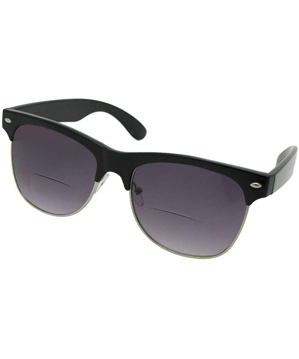 Big Retro Frame Bifocal Sunglass For Men B38 - Black Frame Gray Lenses - CW18KHCCA0W $13.11 Wayfarer