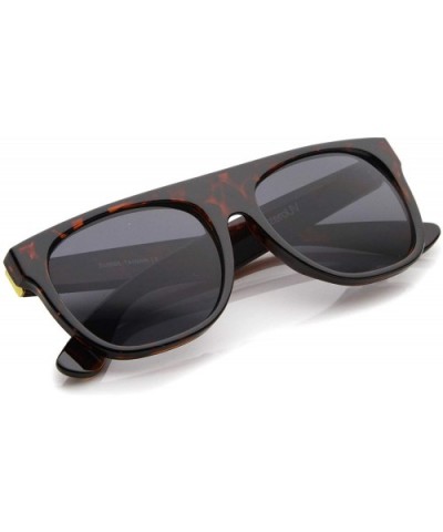 Modern Super Flat-Top Wide Temple Horn Rimmed Sunglasses 55mm - Shiny Tortoise / Smoke - CM12MYDMTD1 $7.18 Wayfarer
