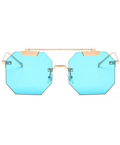 Cat Eye Rimless Sunglasses Men Women 2019 Fashion Shades UV400 C5 Silver Pink - C3 Gold Blue - C418YQALOHO $6.98 Rimless