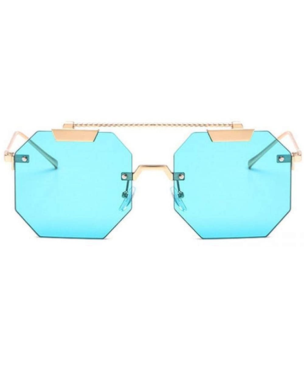 Cat Eye Rimless Sunglasses Men Women 2019 Fashion Shades UV400 C5 Silver Pink - C3 Gold Blue - C418YQALOHO $6.98 Rimless