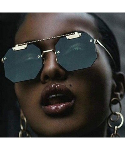 Cat Eye Rimless Sunglasses Men Women 2019 Fashion Shades UV400 C5 Silver Pink - C3 Gold Blue - C418YQALOHO $6.98 Rimless