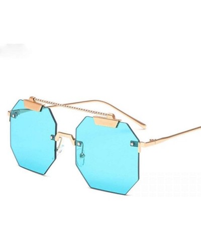 Cat Eye Rimless Sunglasses Men Women 2019 Fashion Shades UV400 C5 Silver Pink - C3 Gold Blue - C418YQALOHO $6.98 Rimless