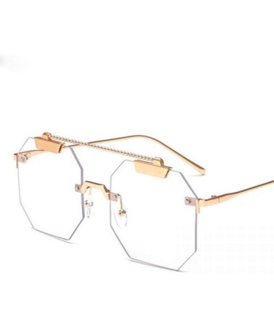 Cat Eye Rimless Sunglasses Men Women 2019 Fashion Shades UV400 C5 Silver Pink - C3 Gold Blue - C418YQALOHO $6.98 Rimless