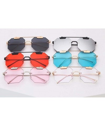 Cat Eye Rimless Sunglasses Men Women 2019 Fashion Shades UV400 C5 Silver Pink - C3 Gold Blue - C418YQALOHO $6.98 Rimless