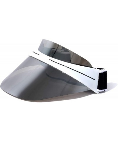 Oversized Color Mirror Shield Visor Sunglasses - Smoke White - C4197L7UX76 $18.58 Shield