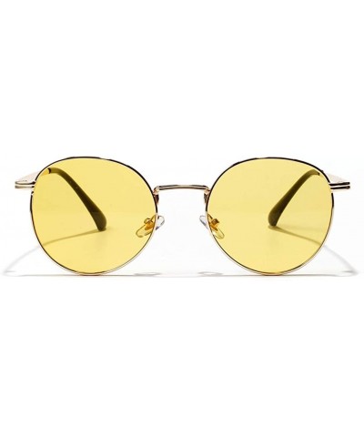 Women Retro Sunglasses Metal Men Summer Round Sun Glasses Male Birthday Gifts Uv400 - Gold With Yellow - CV199LGQ3YC $6.22 Round