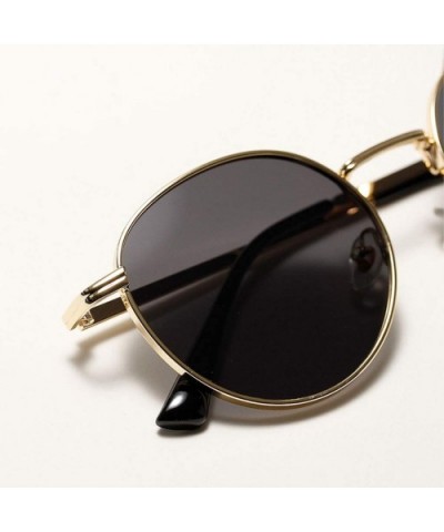 Women Retro Sunglasses Metal Men Summer Round Sun Glasses Male Birthday Gifts Uv400 - Gold With Yellow - CV199LGQ3YC $6.22 Round