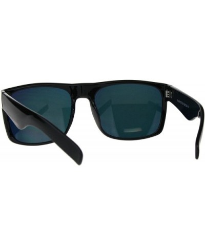 Mens Square Rectangular Fashion Sunglasses Black Frame Mirror Lens UV 400 - Shiny Black (Orange Mirror) - CI18ES89N7R $6.94 R...