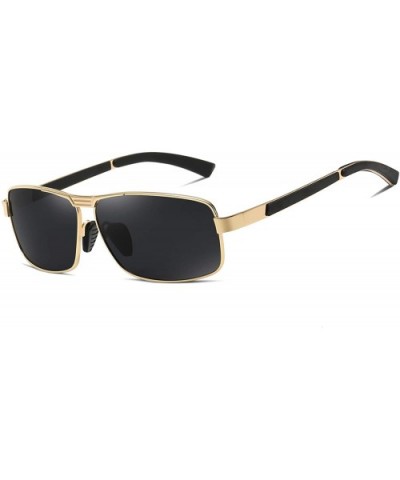 Polarized Sunglasses for Men UV Protection Rectangular Frame for Driving Fishing - Gold - CE18YDRL7WN $13.55 Rectangular