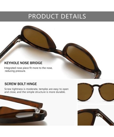 Classic Round Polarized Sunglasses Retro Vintage Style UV400 - Amber Frame(matte Finish)/Brown Lens - CG190Z4M4XM $11.50 Round