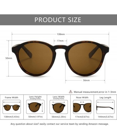 Classic Round Polarized Sunglasses Retro Vintage Style UV400 - Amber Frame(matte Finish)/Brown Lens - CG190Z4M4XM $11.50 Round