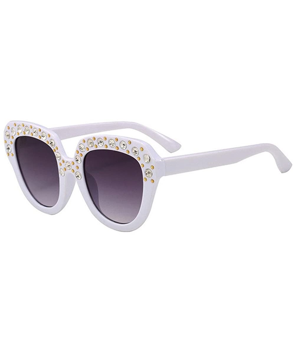 Sunglasses for Women Cat Eye Vintage Sunglasses Retro Oversized Glasses Eyewear Diamond - White - C918QMWW97E $7.65 Cat Eye