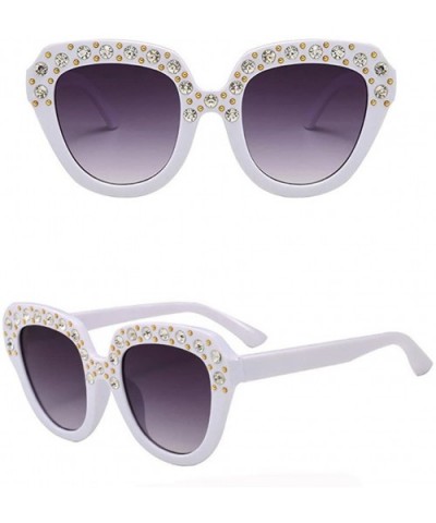 Sunglasses for Women Cat Eye Vintage Sunglasses Retro Oversized Glasses Eyewear Diamond - White - C918QMWW97E $7.65 Cat Eye