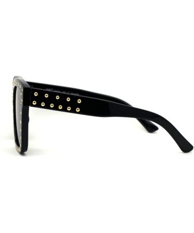 Unique Metal Stud Goth Plastic Horn Rim Sunglasses - Black Gold - CG17AZMHW6K $6.43 Rectangular