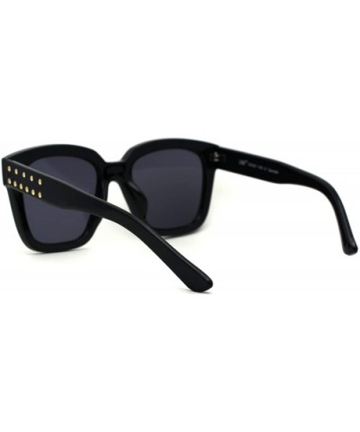 Unique Metal Stud Goth Plastic Horn Rim Sunglasses - Black Gold - CG17AZMHW6K $6.43 Rectangular