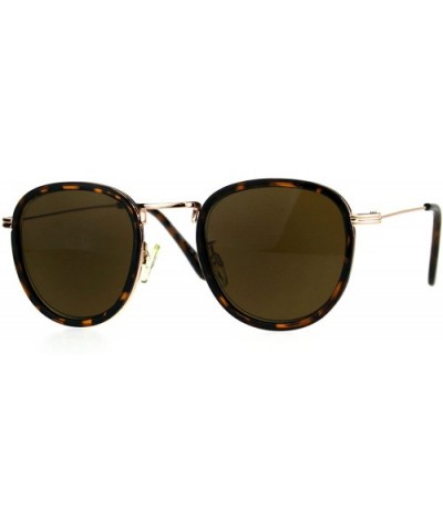 Retro Round Double Rim Reading Sunglasses - Gold Tortoise Brown - C3180ZN0X6W $7.16 Round