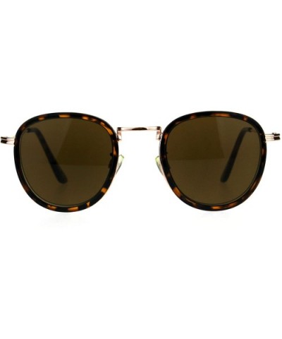 Retro Round Double Rim Reading Sunglasses - Gold Tortoise Brown - C3180ZN0X6W $7.16 Round