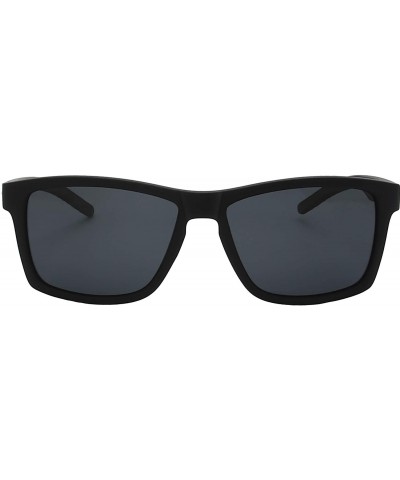 Polarized Rectangular Sunglasses Driving Fishing - 6-rubber Black - CN18AUUER9W $9.89 Rectangular