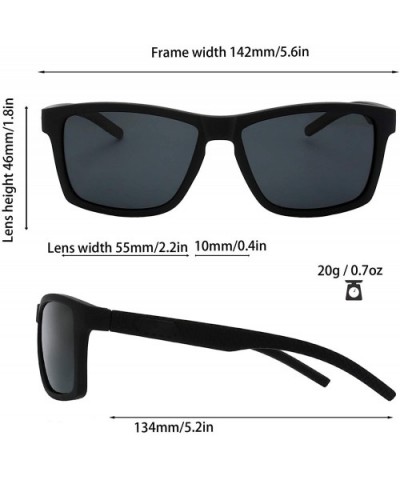 Polarized Rectangular Sunglasses Driving Fishing - 6-rubber Black - CN18AUUER9W $9.89 Rectangular