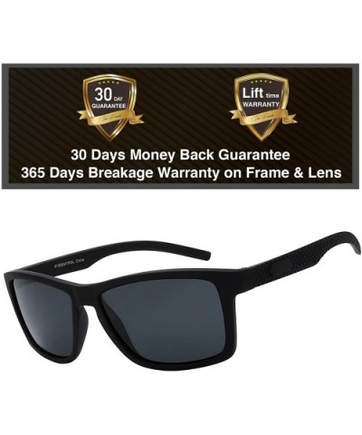 Polarized Rectangular Sunglasses Driving Fishing - 6-rubber Black - CN18AUUER9W $9.89 Rectangular